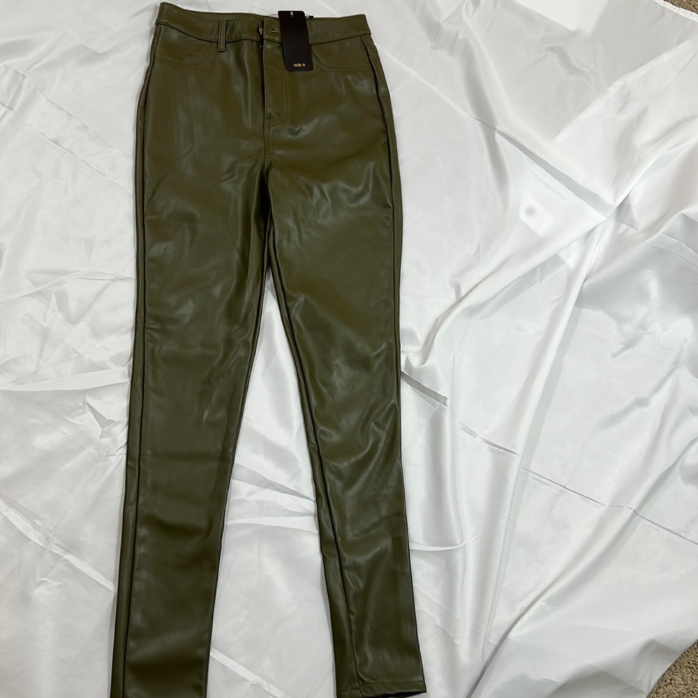 Shine star size S. New with tags olive green faux leather pants